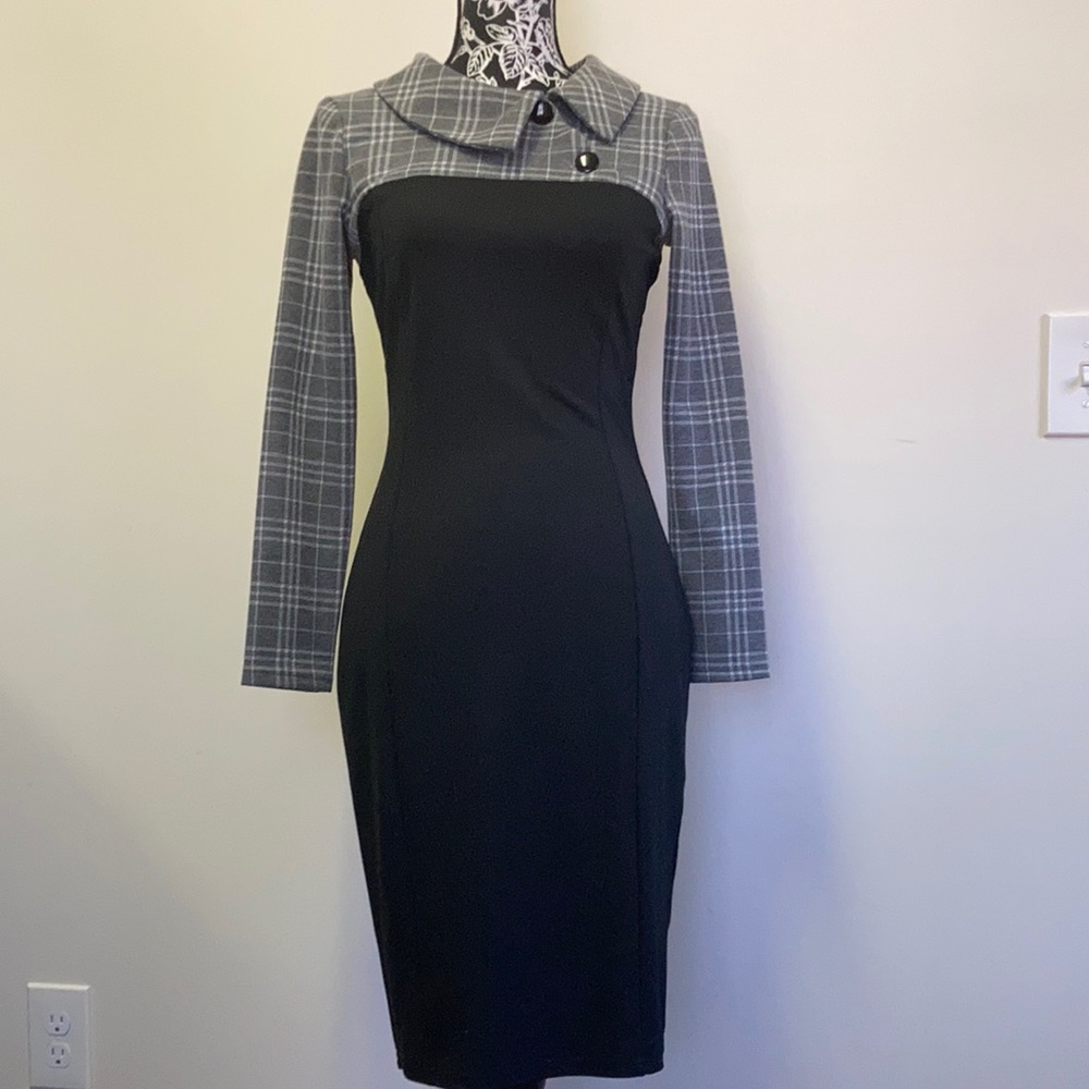 Homeyee Women’s Black-Grey Casual Winter Dress/Size: S